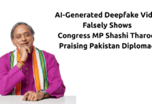 “I Never Said This”: Shashi Tharoor Battles AI Voice Clone Spreading False Pakistan Claims Shashi Tharoor smiling with text about an AI deepfake video.